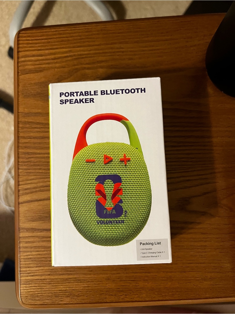 Fifa WC26 Volunteer Portable Bluetooth Speaker in Lime Green with Orange Handle